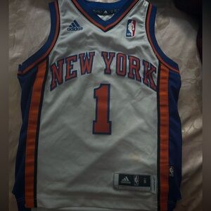 Adidas White orange and Blue Basketball Jersey